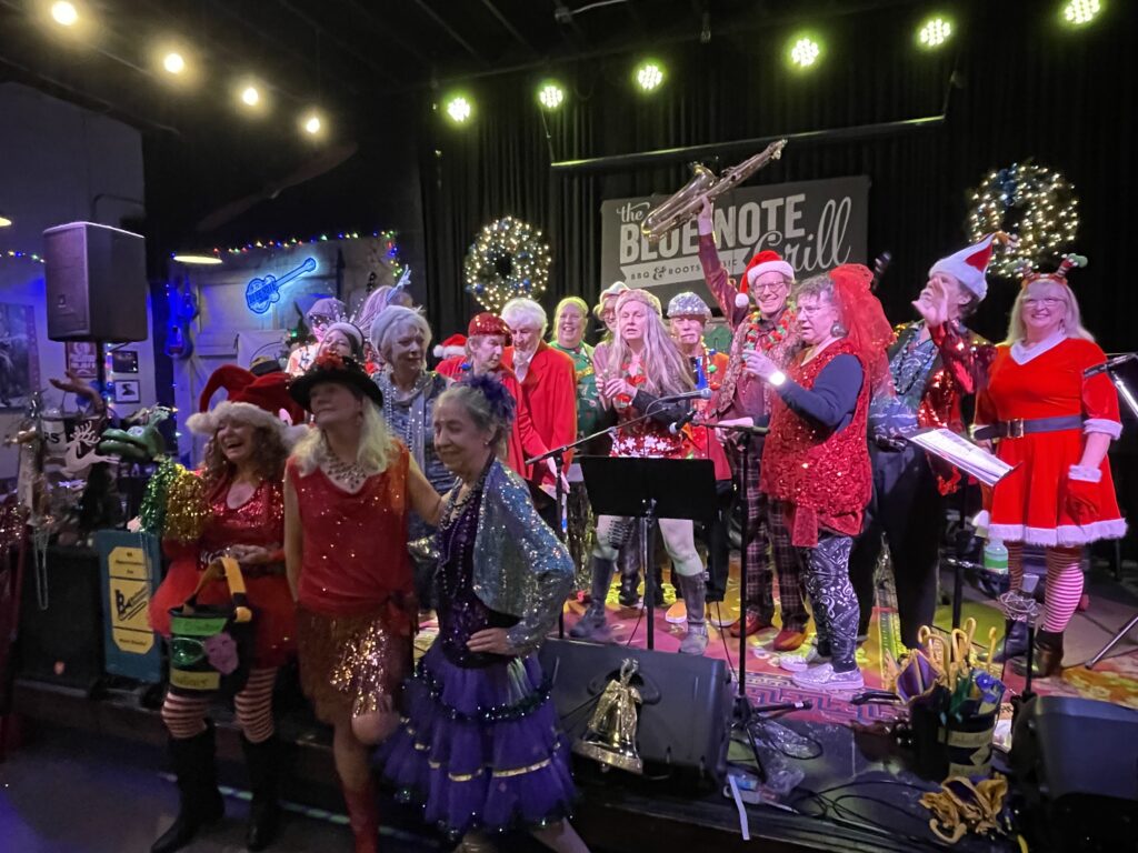 The band playing at our holiday threauxdown